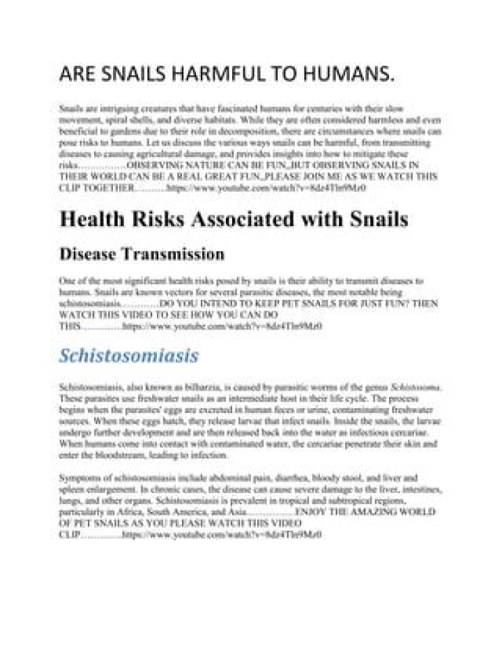 Are snails harmful to humans