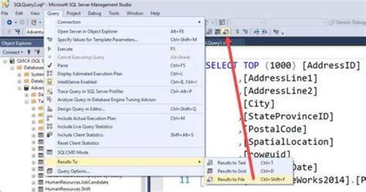 How do I export SQL results