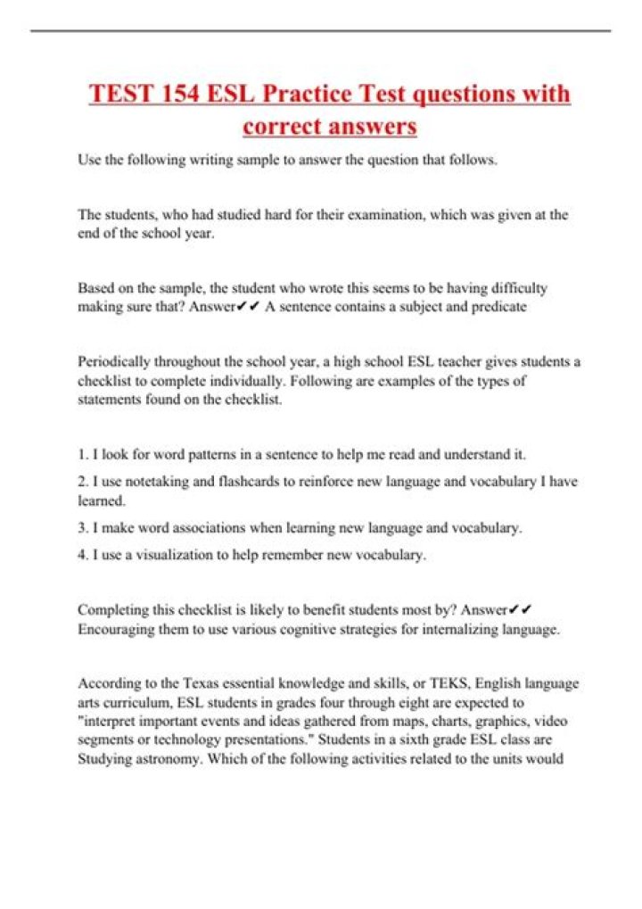 How long is the ESL 154 test