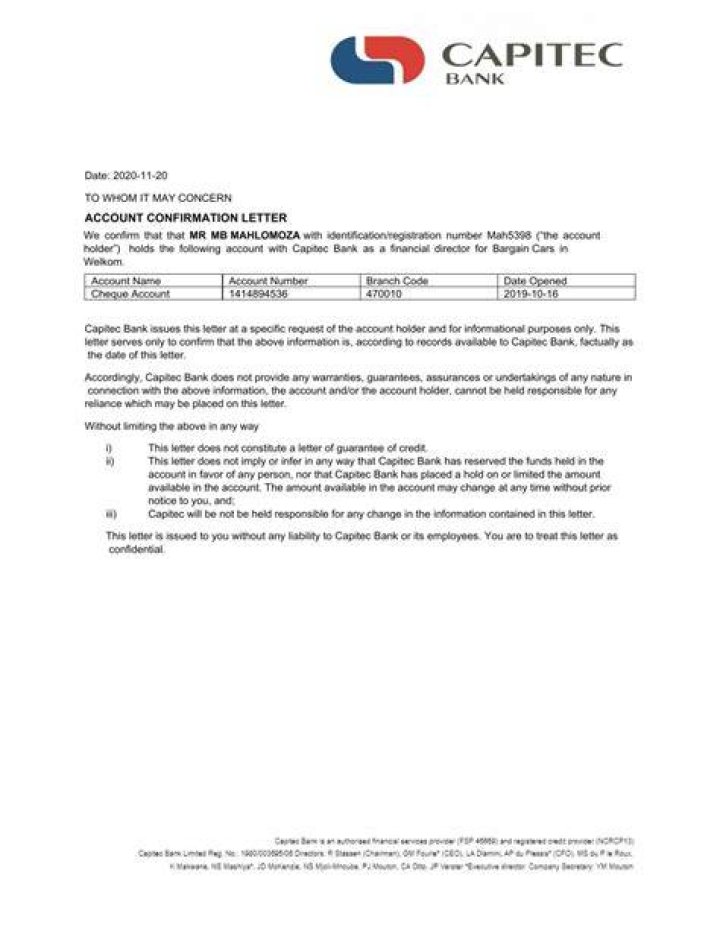 What is a bank confirmation