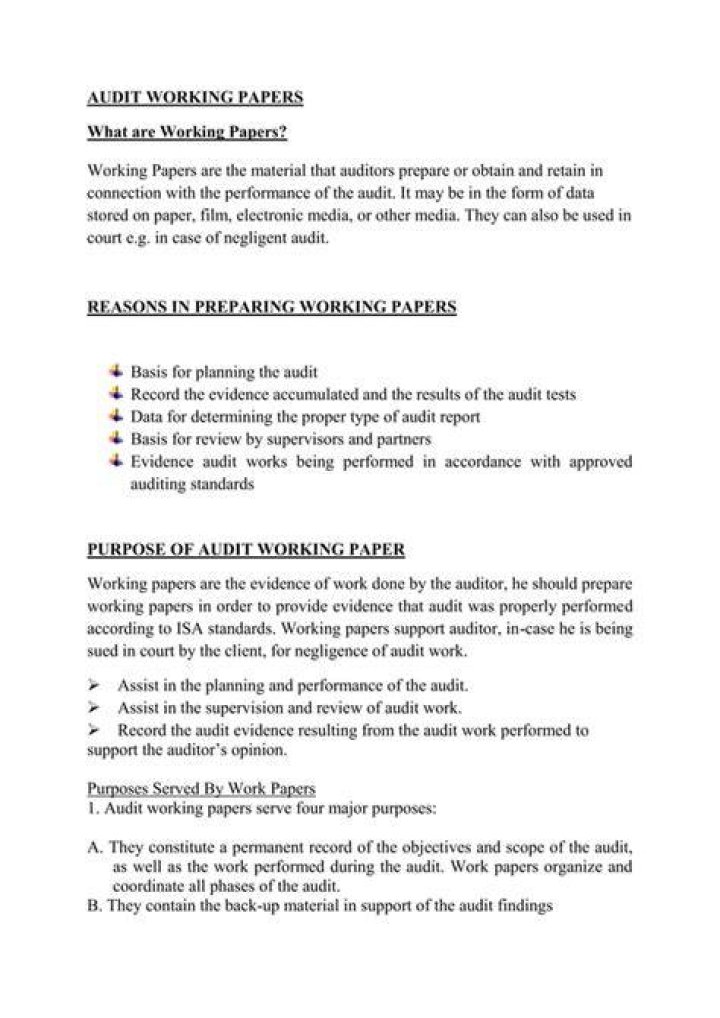 What is a working paper file