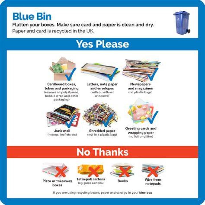 What is allowed in blue bins