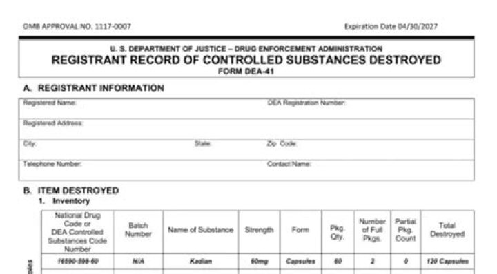 What is DEA Form 41 used for