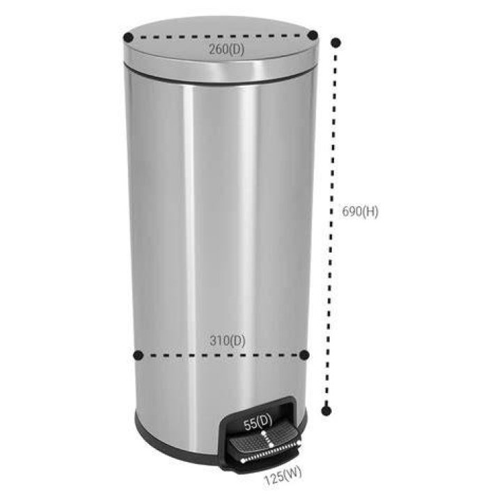 What size is a 30 Litre bin
