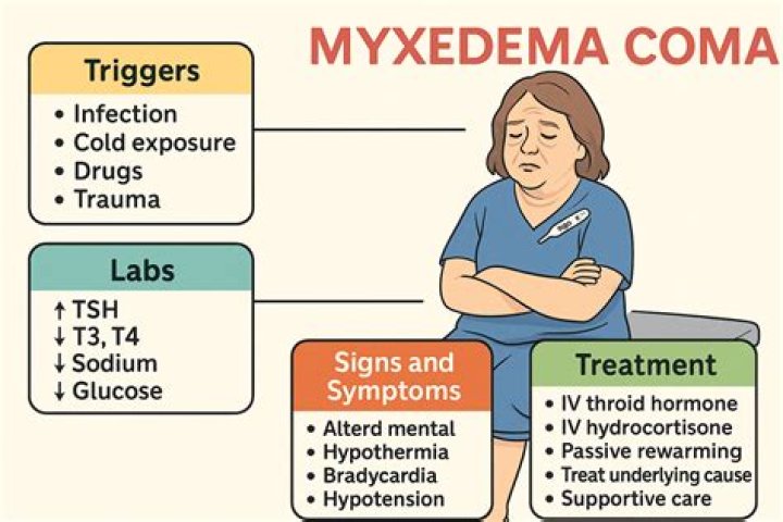 What triggers myxedema coma